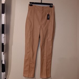 Express Super High Waisted Faux Leather Pleated Slim Sz 0 New